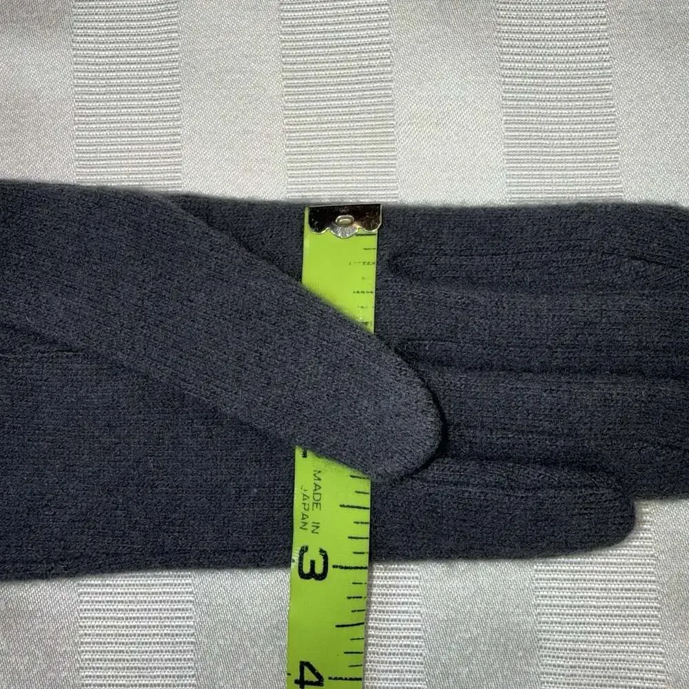 Dillards One Cashmere Wool Blend Knit Gloves Rabbit Fur Trim OS Gray NWOT